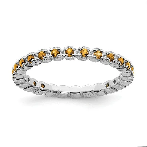 timeless gold necklaces for women -Sterling Silver Stackable Expressions Citrine Eternity Ring