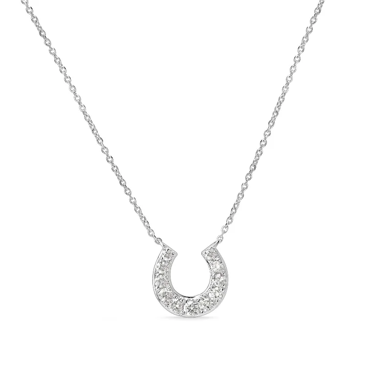 moonstone necklaces for women -Lucky Diamond Pavé Horseshoe Pendant Necklace