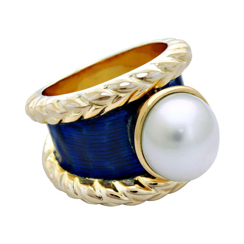 stackable wedding bands for women -Ring-South Sea Pearl (Enamel)