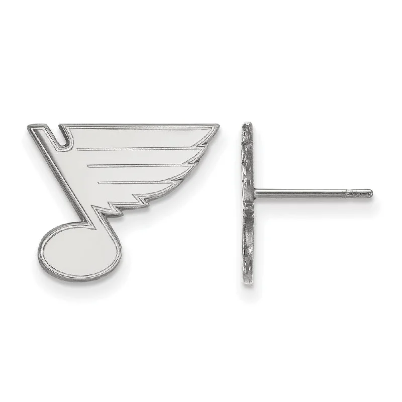 unique earrings for women -Sterling Silver NHL St. Louis Blues Small Post Earrings