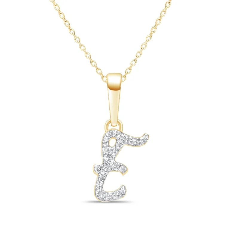 rhinestone necklaces for women -Cursive Diamond Initial Necklace