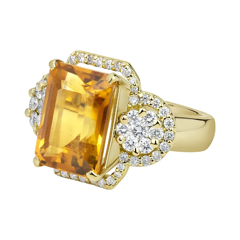 stackable wedding bands for women -Ring - Citrine And Diamond