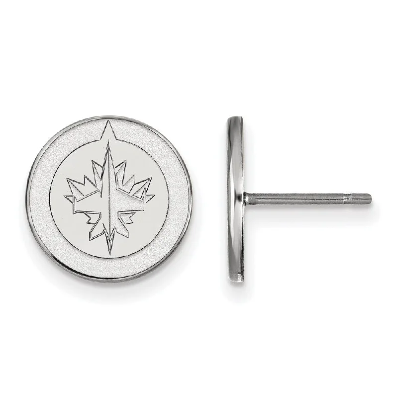 geometric earrings for women -Sterling Silver NHL Winnipeg Jets Small Post Earrings