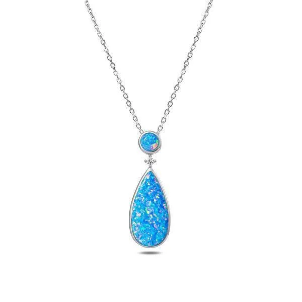 special occasion necklaces for women -Sterling Silver Opal Bay Splash Teardrop Pendant Necklace by Alamea