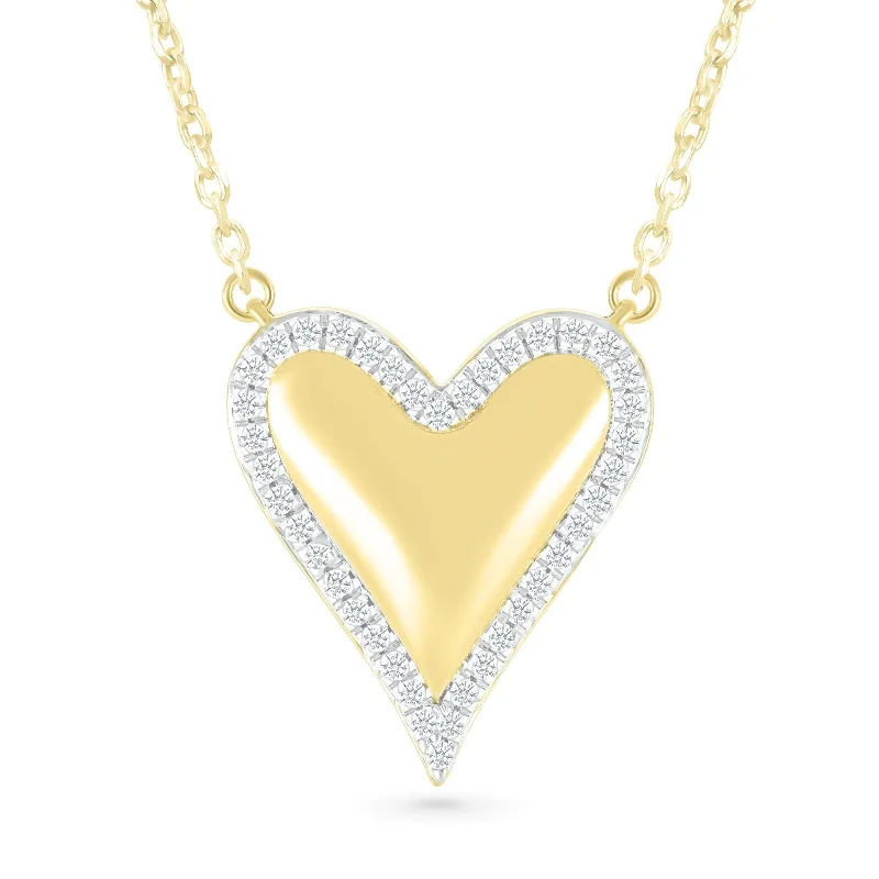 romantic gold necklaces for women -Heart with Diamond Halo Necklace