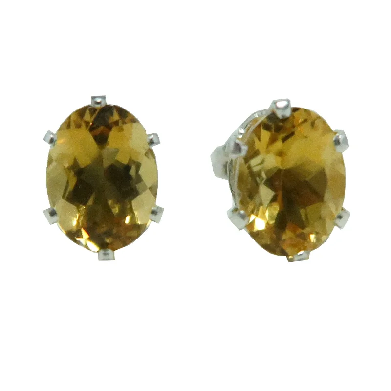 hoop earrings for women -Citrine Earrings Sunny Yellow Studs Sterling Silver