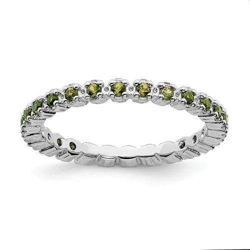 classic diamond necklaces for women -Sterling Silver Stackable Expressions Peridot Eternity Ring