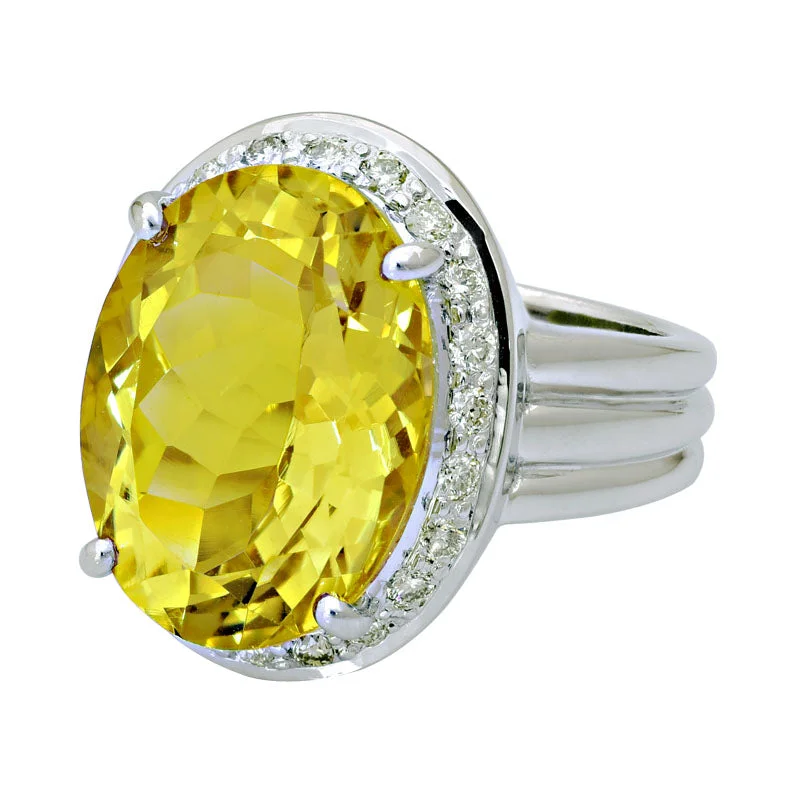 promise rings for women -Ring-Lemon Quartz and Diamond