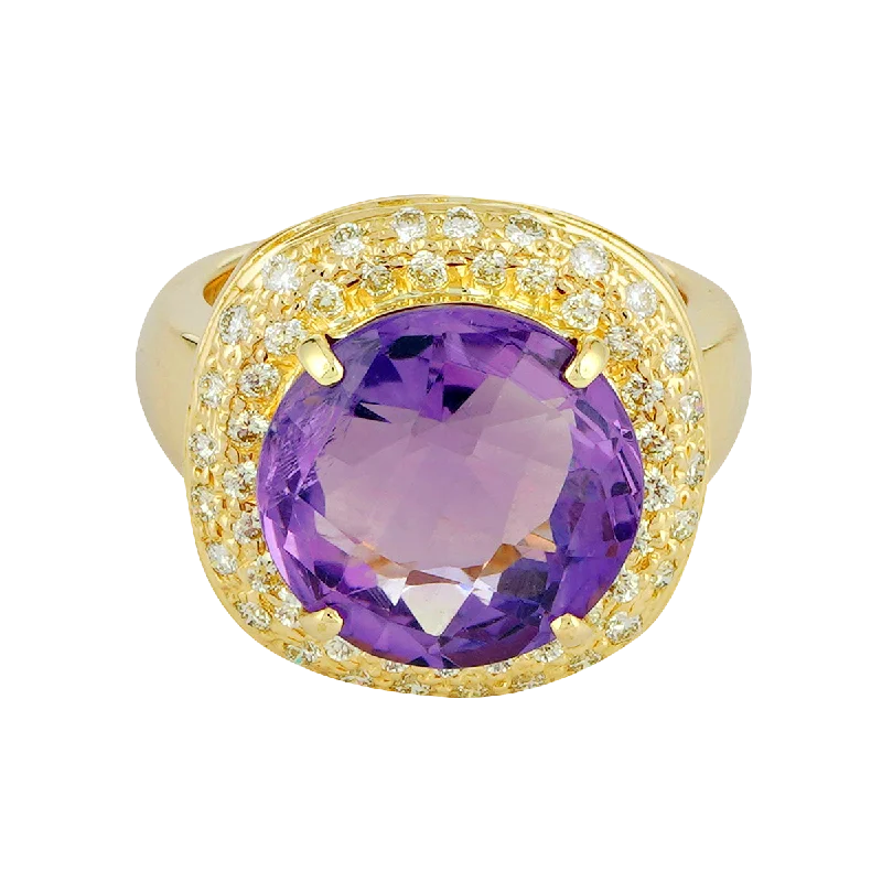 fashion rings for women -Ring - Amethyst and Diamond