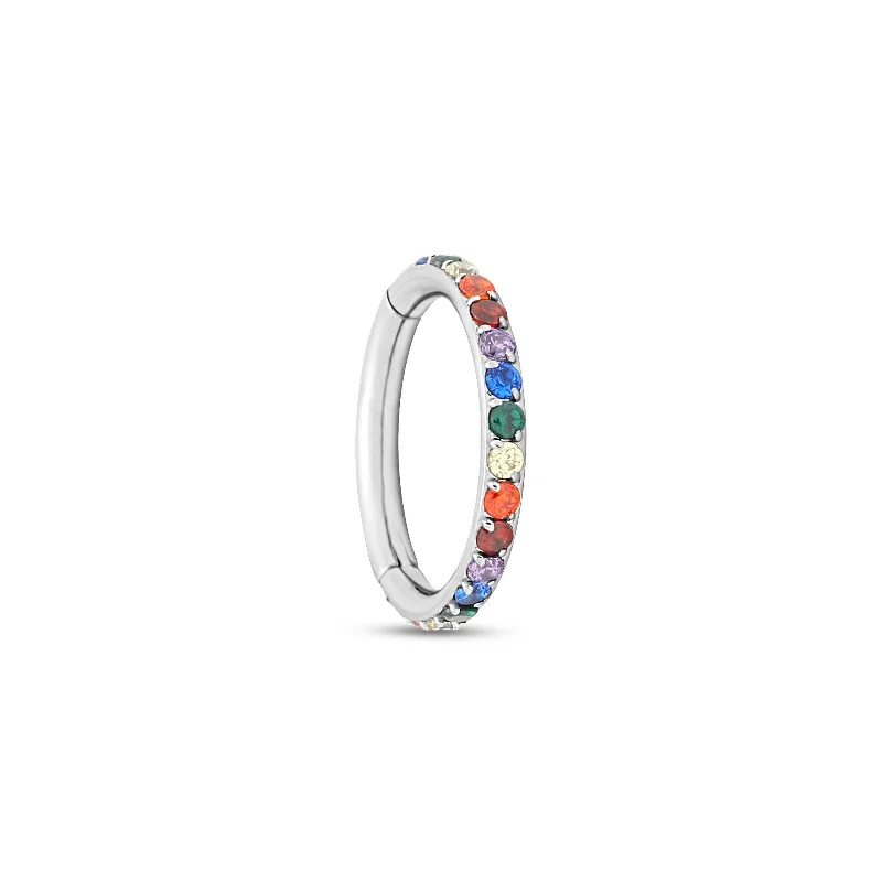 personalized rings for women -Titanium Jeweled Hinged Rainbow Ring