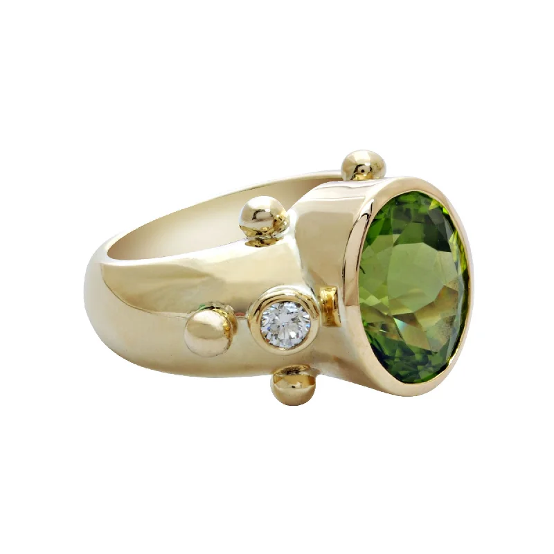 wedding sets for women -Ring - Peridot & Diamond