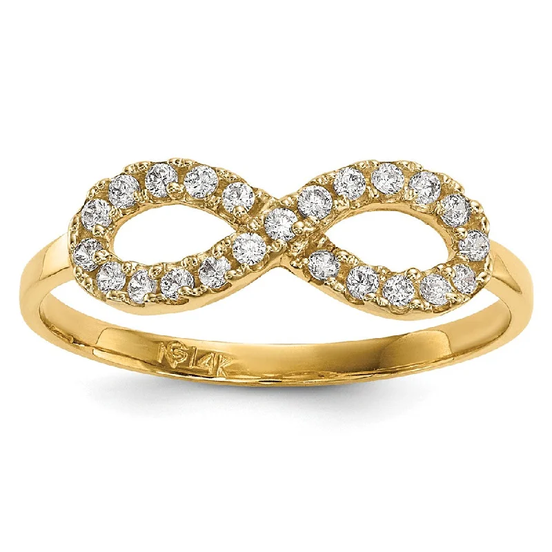 unique gemstone necklaces for women -14k Yellow Gold CZ Infinity Symbol Ring