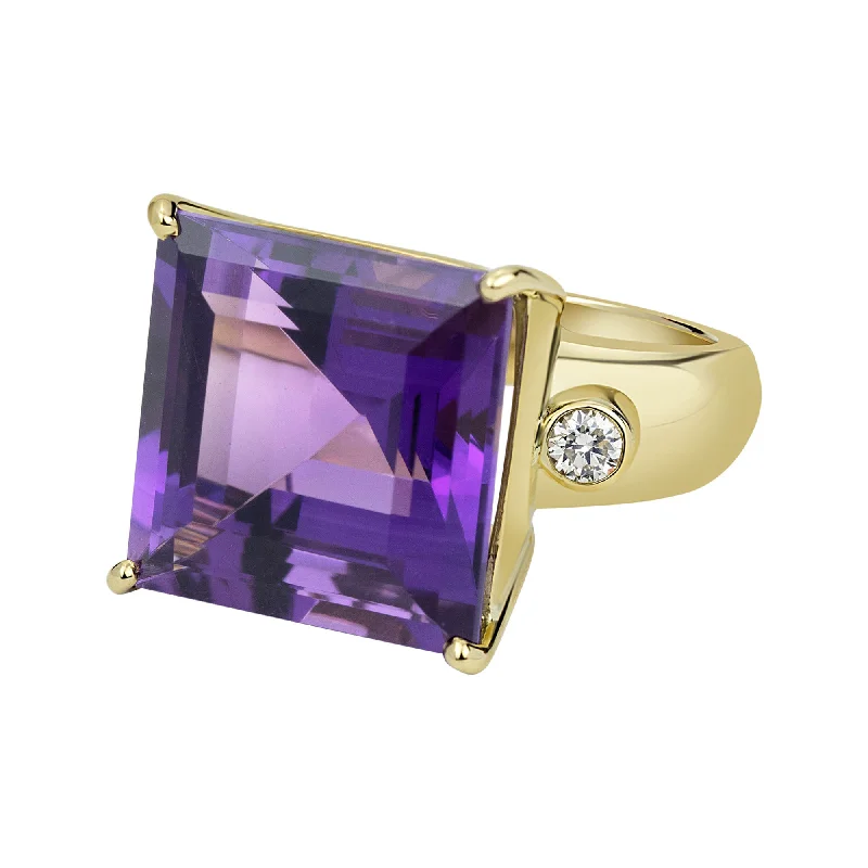 emerald rings for women -Ring - Amethyst And Diamond