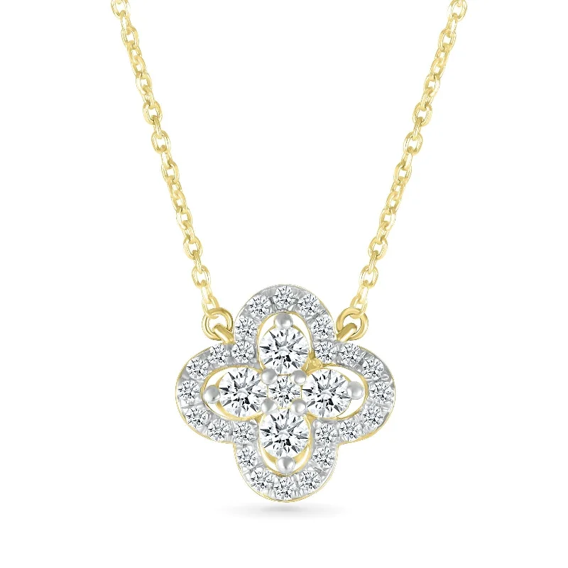 infinity necklaces for women -Diamond Clover and Halo Necklace