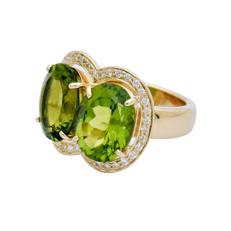 custom rings for women -Ring- Peridot and Diamond