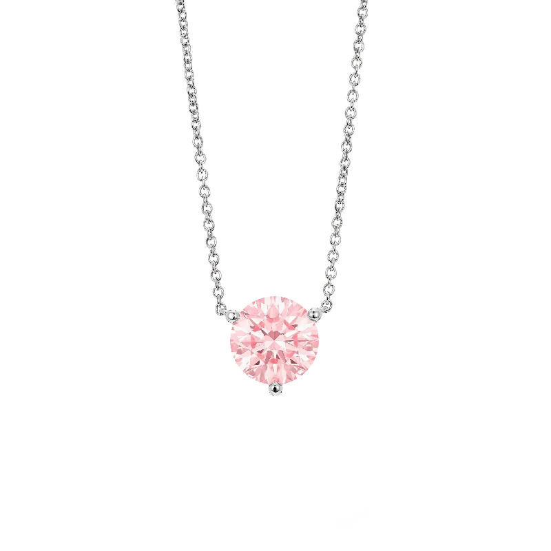 dazzling necklaces for women -The Pink Round Brilliant Solitaire Pendant