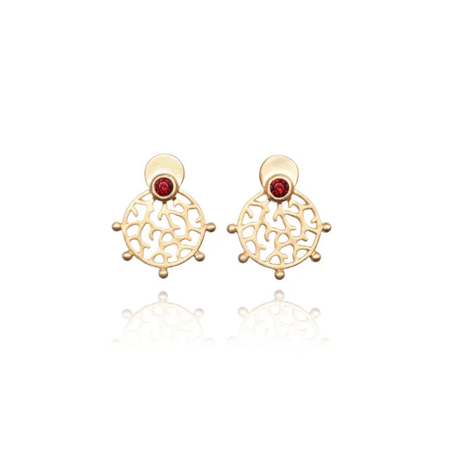 layered earrings for women -Roseni Stud Earrings - Gold