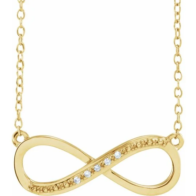 personalized gold necklaces for women -14k Gold .06 CTW Diamond 16-18" Infinity Necklace