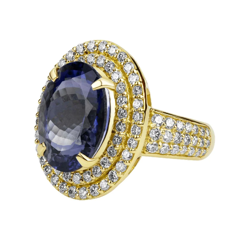 elegant engagement rings -Ring - Iolite And Diamond