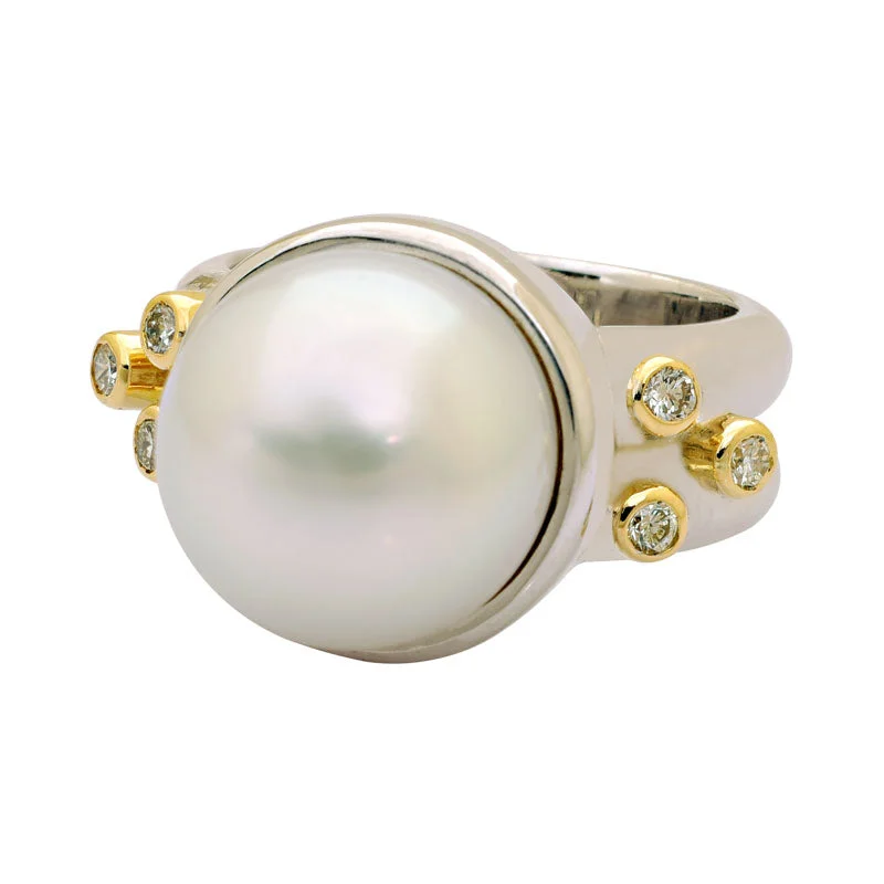 engagement rings for women -Ring-South Sea Pearl and Diamond