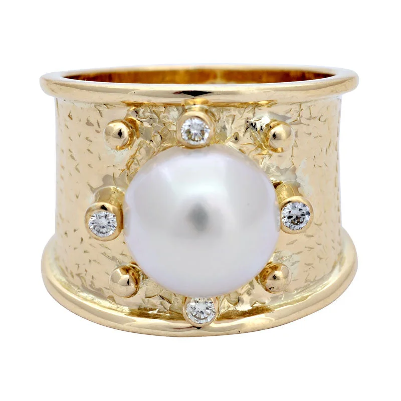 custom rings for women -Ring-South Sea Pearl and Diamond