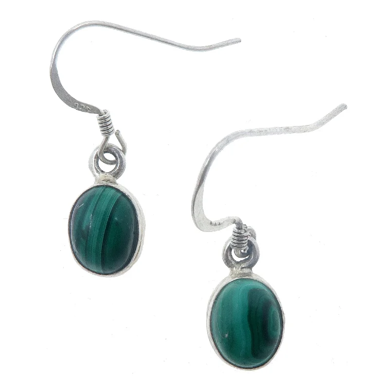 simple stud earrings for women -Malachite Earrings Can Do Oval Dangle Gems Sterling Silver