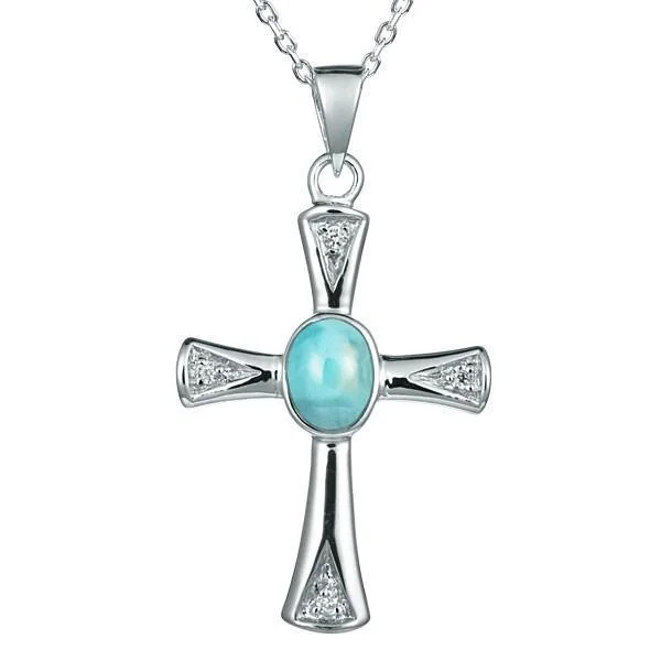 personalized necklaces for women -Larimar Centered Cross Pendant by Alamea