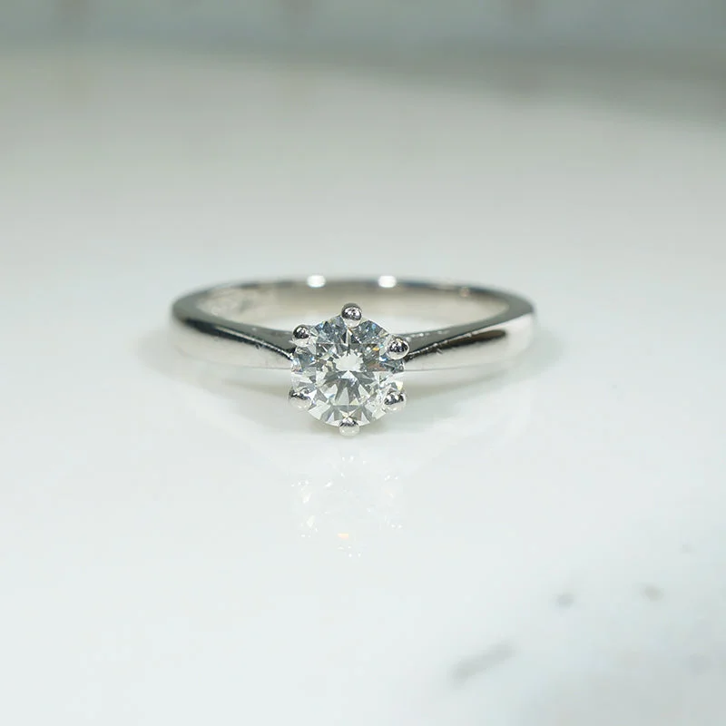 timeless engagement rings -Mid Century English Diamond & Platinum Solitaire Ring