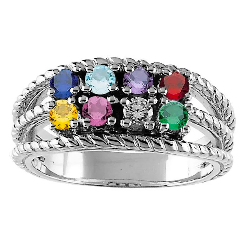 stunning necklaces for women -Roped Design 8 Stone Mother's Family Ring