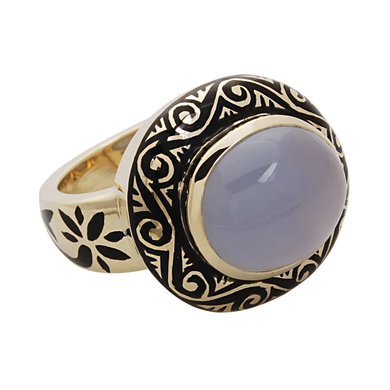 unique wedding rings for women -Ring-Chalcedony (Enamel)