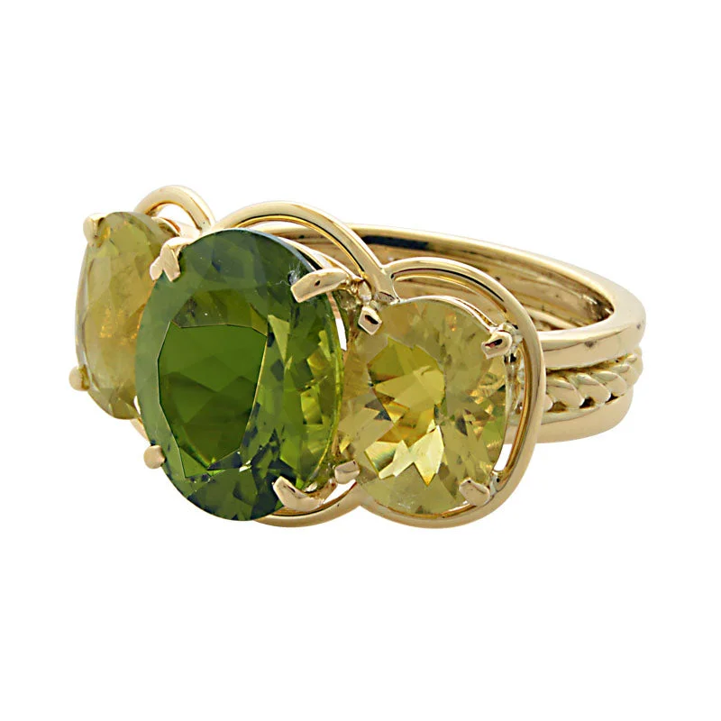 unique rings for women -Ring-Peridot and Lemon Quartz