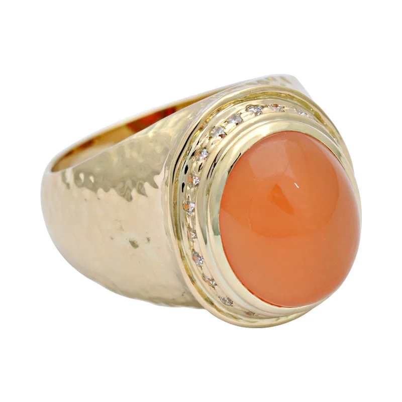 designer rings for women -Ring-Cornelian and Diamond