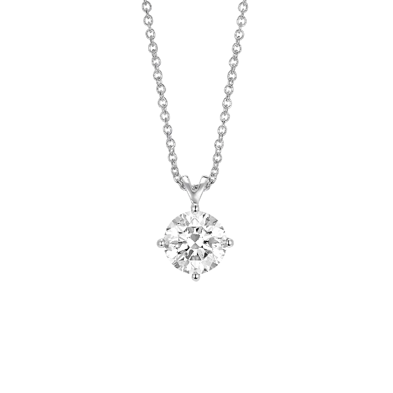 silver chain necklaces for women -The Round Brilliant Solitaire Pendant