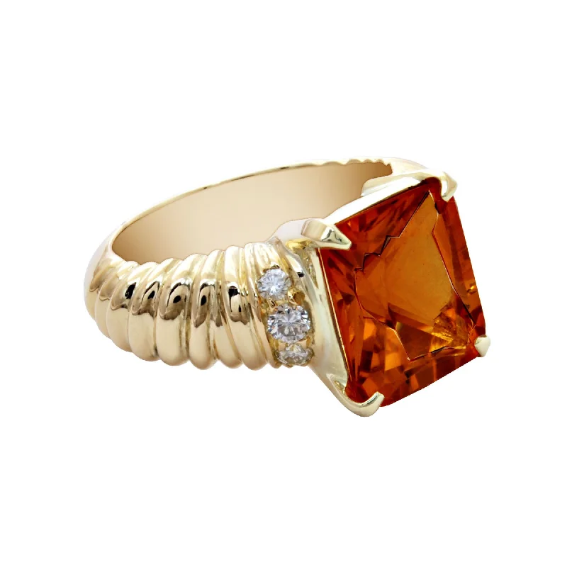 minimalist rings for women -Ring- Citrine And Diamond