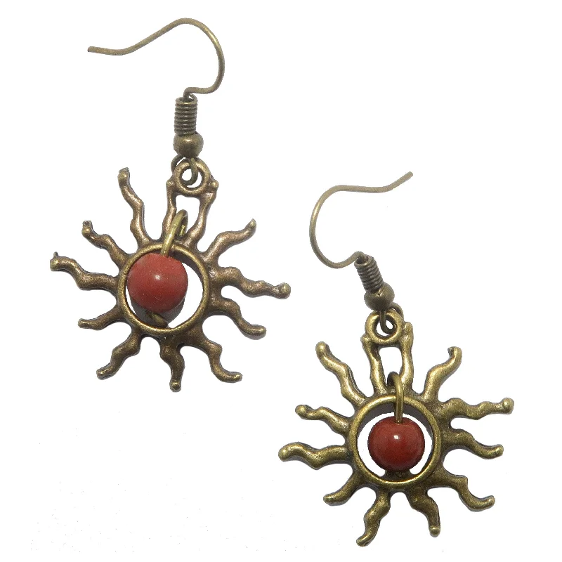 elegant drop earrings for women -Red Jasper Earrings Burning Sun Passion Stones