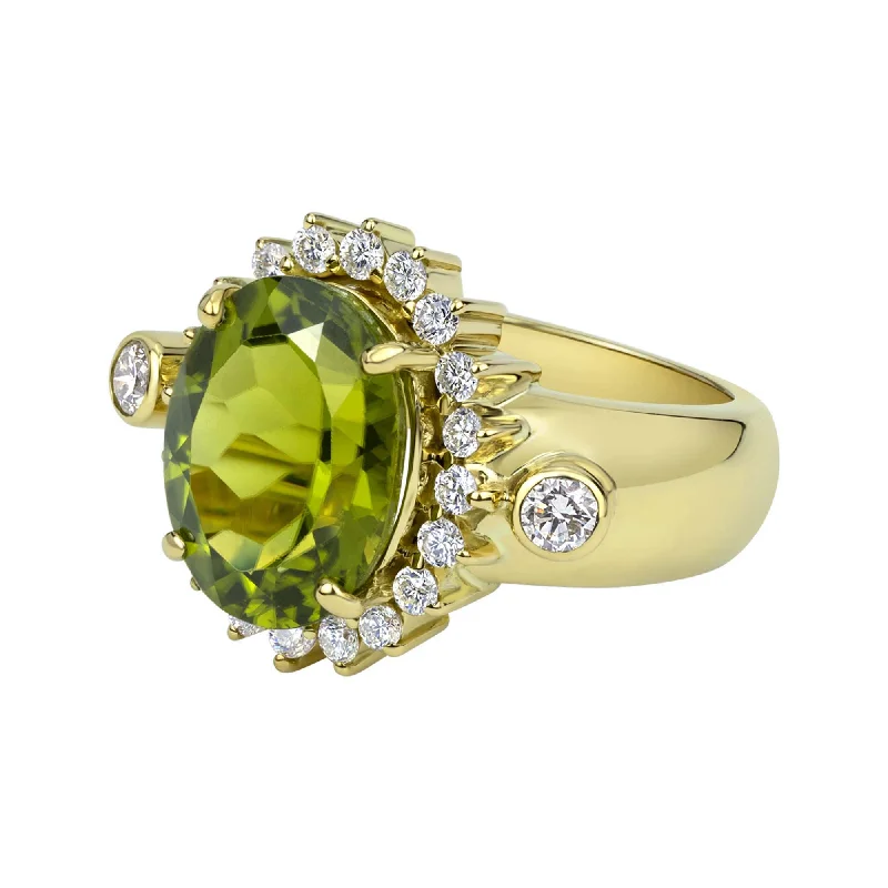 custom engagement rings for women -Ring - Peridot And Diamond