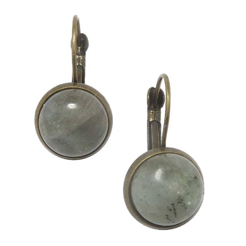 statement crystal earrings for women -Labradorite Earrings Magic Moonlight Leverback Bronze