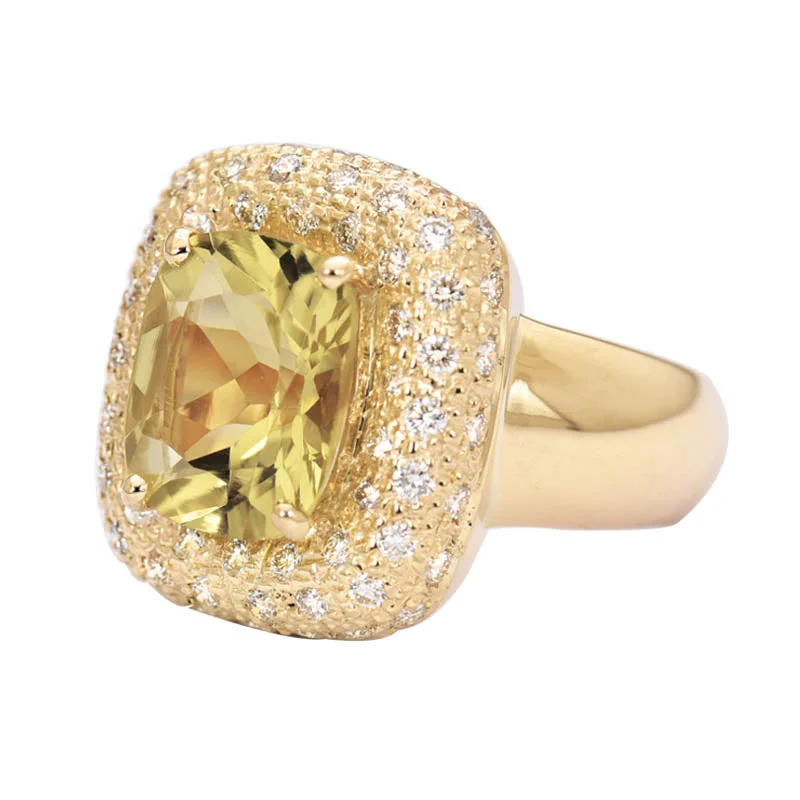 gemstone wedding rings -Ring- Lemon Quartz and Diamond