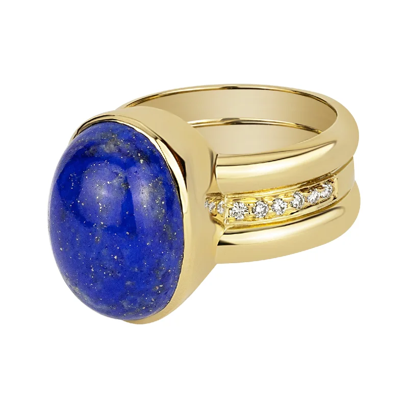 custom rings for women -Ring - Lapis Lazuli And Diamond