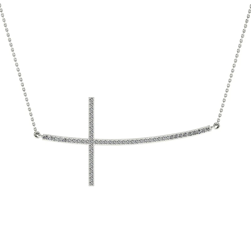 chic gemstone necklaces for women -.15ctw Sideways Diamond Cross Necklace