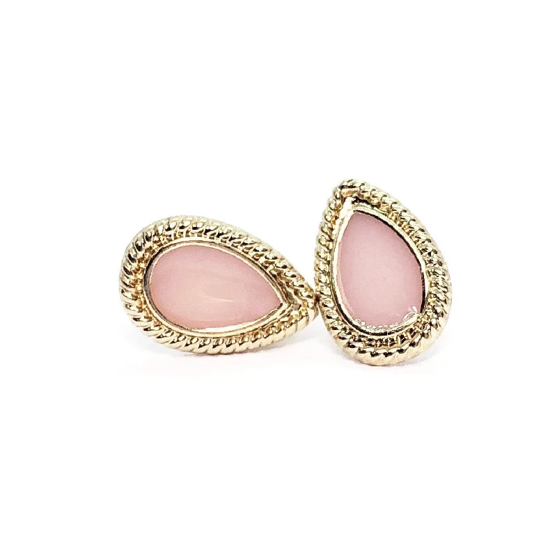 trendy stud earrings for women -Dusty Pink Pear Button Stud Earrings