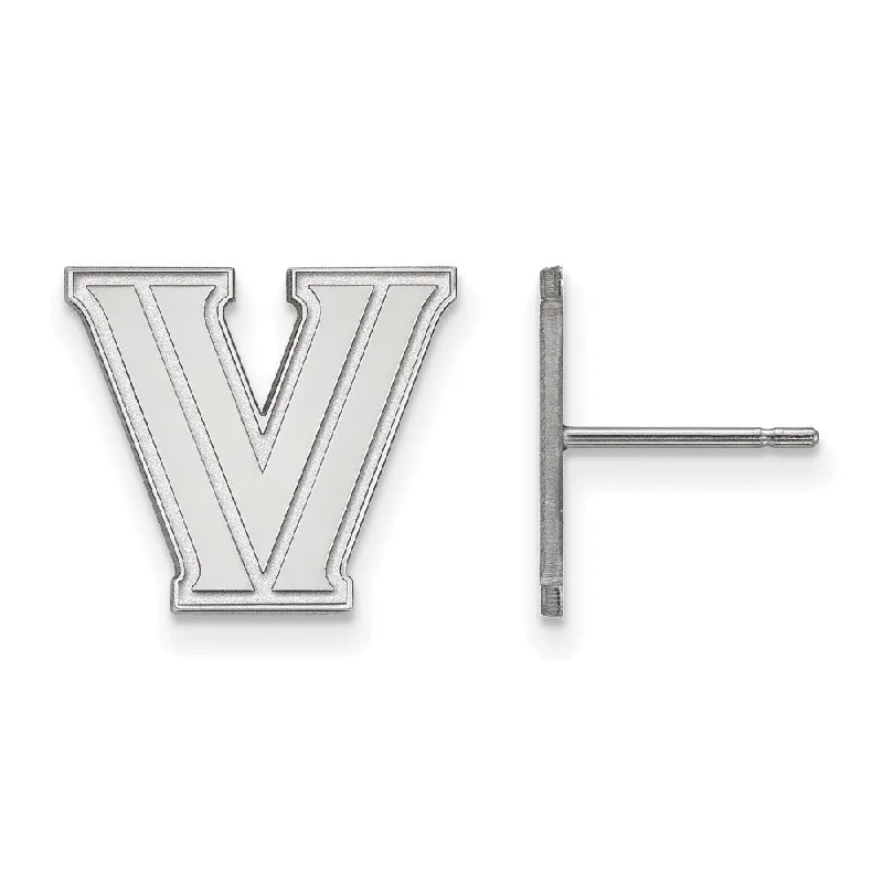 flower earrings for women -14k White Gold Villanova University Small Initial V Post Earrings