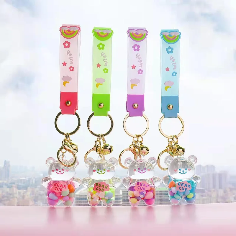 personalized rings for women -Mima Arcylic Rainbow Bear Keyring