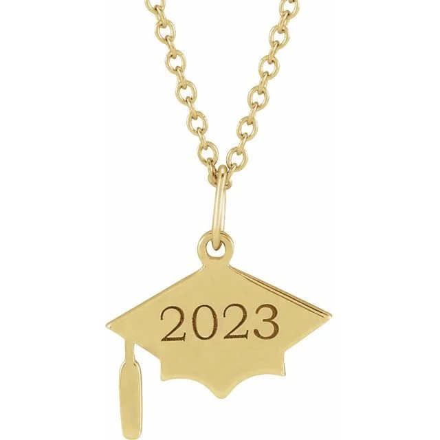 gold pendant necklaces for women -Engravable Graduation Cap 16-18" Necklace