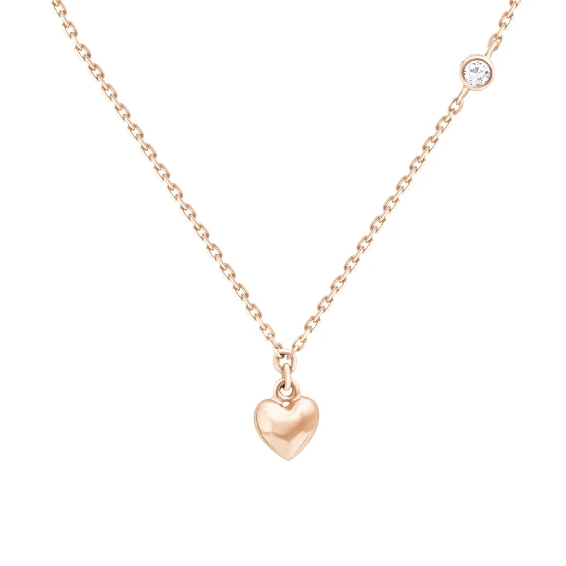 anniversary necklaces for women -Bubble Heart and Diamond Station Necklace