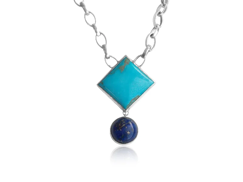 minimalist gold necklaces for women -Lapis and Turquoise Necklace