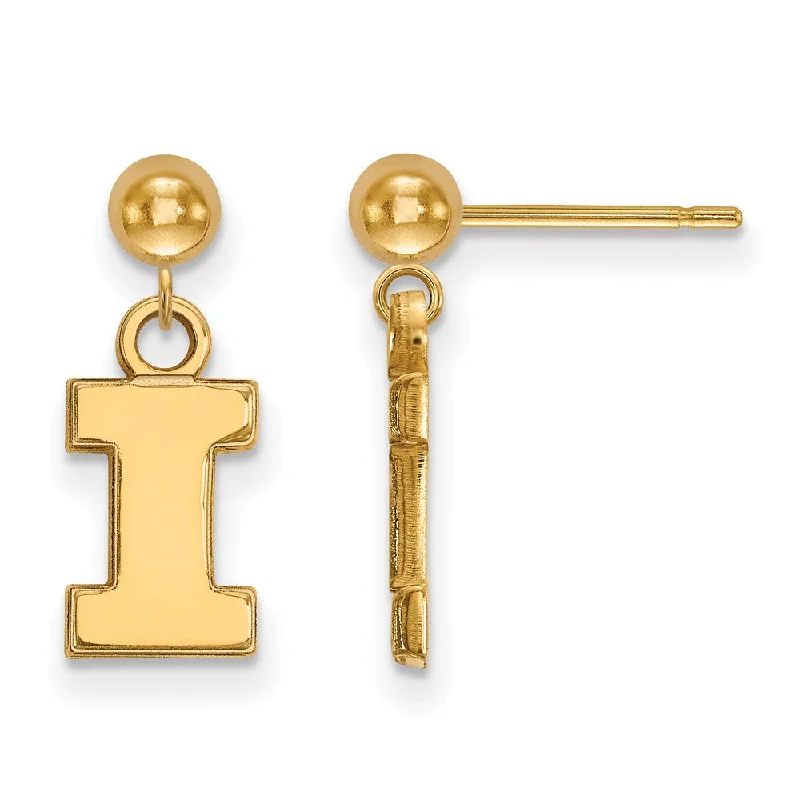 chic crystal earrings for women -14k Yellow Gold University of Illinois Ball Dangle Earrings