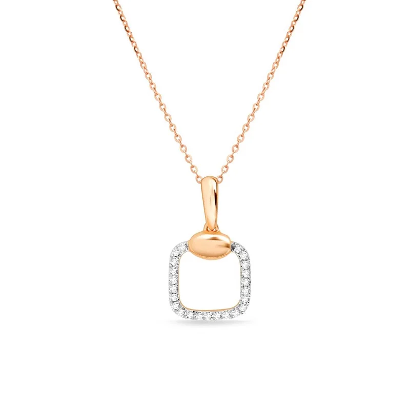 chunky gold necklaces for women -Diamond Pavé Square Cushion Pendant Necklace