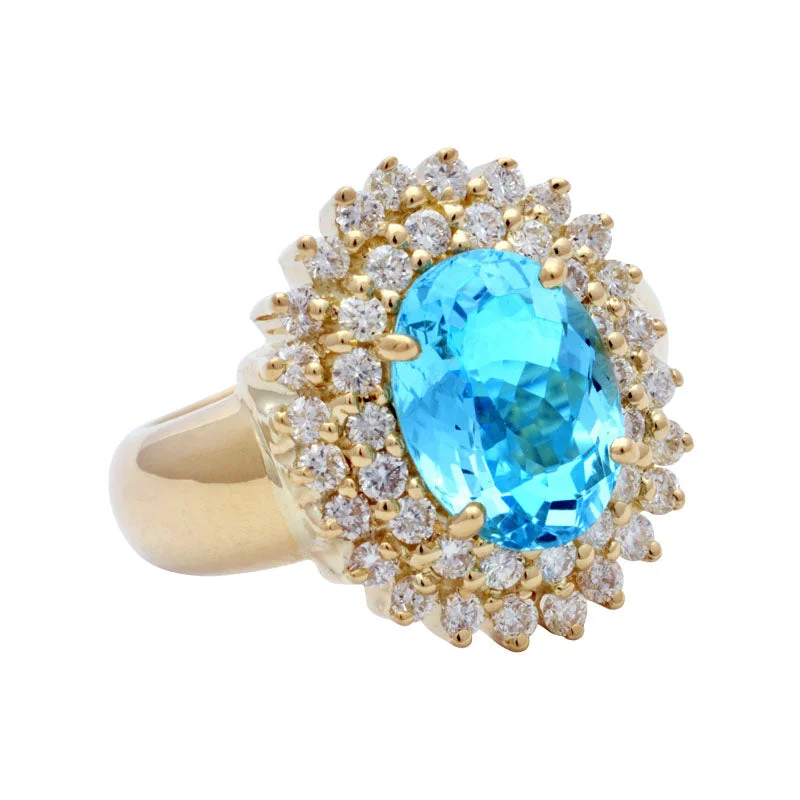 engagement rings for women -Ring-Aquamarine and Diamond