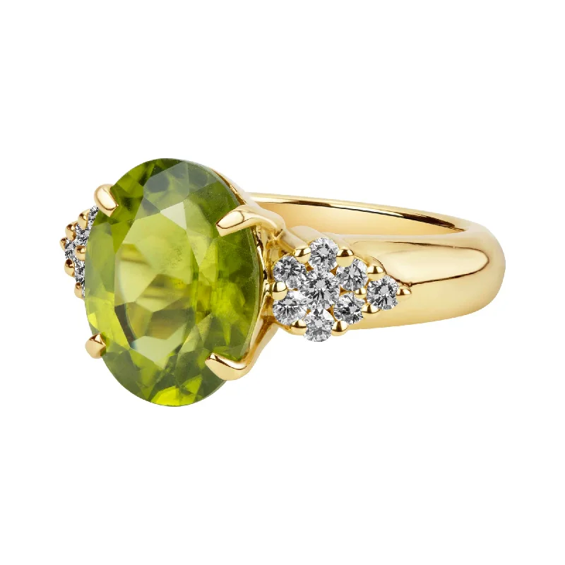 solitaire diamond rings for women -Ring - Peridot And Diamond